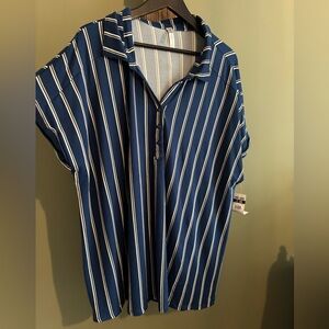 131.) NWT / Blue and White Striped Collared Shirt